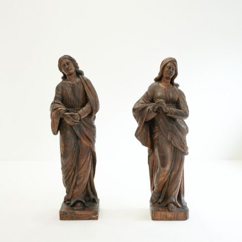 Wood Carving of a Religious Figure, Gothic Style