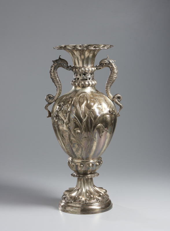 Art Nouveau Silver Vase with Floral Motifs