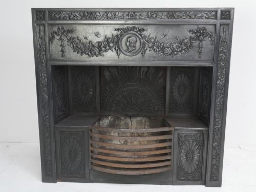 Cast Iron Fireplace Insert with Floral Design