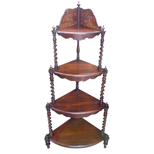 Good Quality Victorian Inlaid Rosewood Corner Whatnot c.1865uality Victorian Inlaid Rosewood Corner Whatnot c.1865